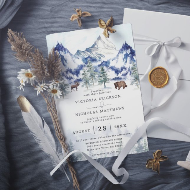 Convite Casamento Código QR Orçamento Árvore Floresta Mont (Criador carregado)