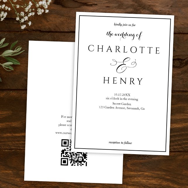 Convite Casamento Código Qr Orçamento Elegante (Criador carregado)