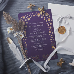 Convite Casamento Código QR Orçamento Lanternas Emaranhada