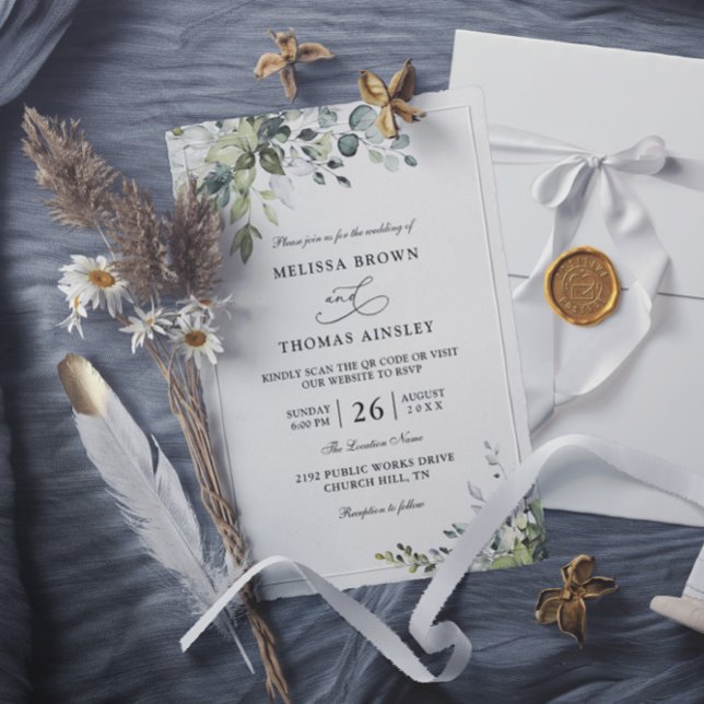 Convite Casamento Código QR Orçamento Moderno Elegante Euc (Criador carregado)
