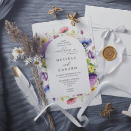 Convite Casamento Código QR Orçamento Moderno Elegante Flo