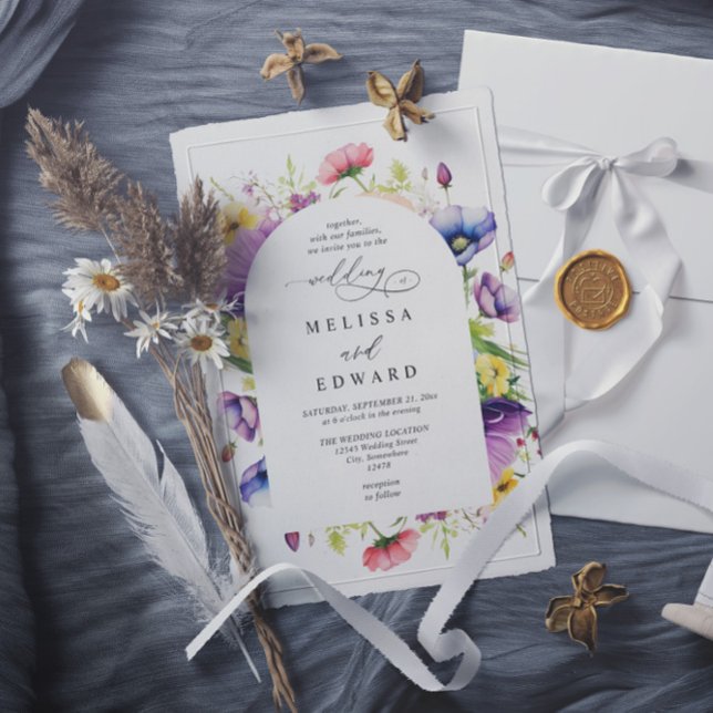 Convite Casamento Código QR Orçamento Moderno Elegante Flo (Criador carregado)