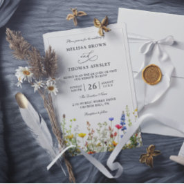 Convite Casamento Código QR Orçamento Moderno Elegante Flo