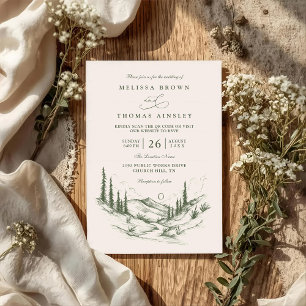 Convite Casamento Código QR Paisagem Rústica Floresta