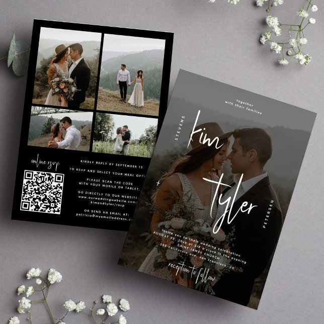 Convite Casamento código QR preto e branco em foto (Criador carregado)