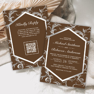 Convite Casamento Código QR Redemoinho Florescer Farinha P
