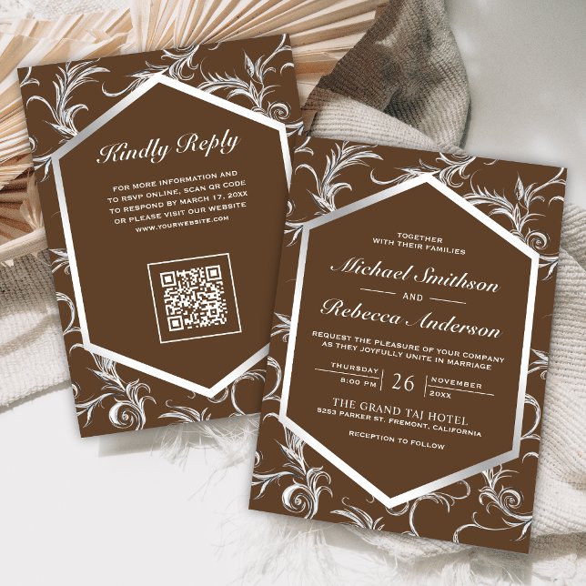 Convite Casamento Código QR Redemoinho Florescer Farinha P (Criador carregado)
