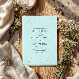 Convite Casamento Código QR Relevo Ornamentado Elegante Vi