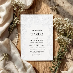 Convite Casamento Código QR Relevo Ornamentado Elegante Vi