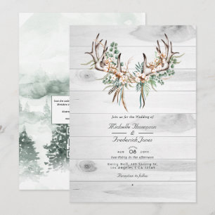 Convite Casamento Código QR Rústico Boho Algodão e Eucalip