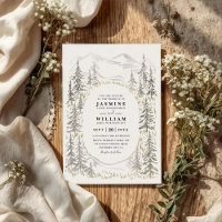 Casamento Código QR Rústico Floresta Árvores Monta
