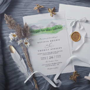Convite Casamento Código QR Rústico Floresta de Pinheiros