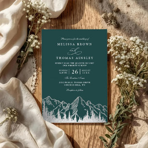 Convite Casamento Código QR Rústico Pinheiro Floresta Mont