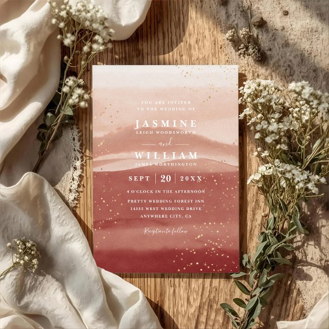 Convite Casamento Código QR Terracota Deserto Boho Minimal (Criador carregado)