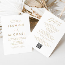 Casamento Código QR Tudo Em Um Roteiro Dourado Mod