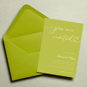 Convite Casamento Colagem de Fotos 3 Script Coração Verde 