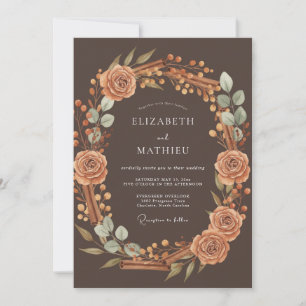 Convite Casamento Colheita Quente Marrom Escuro