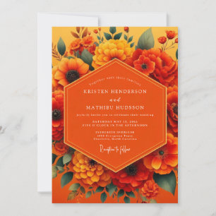 Convite Casamento Colheita Vibrante de Marigold
