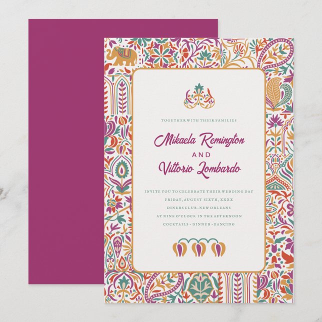 Convite Casamento Colorfull Indian Style (Frente/Verso)