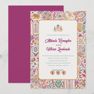 Convite Casamento Colorfull Indian Style