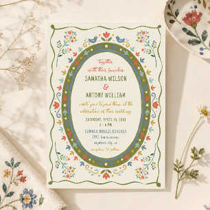 Convite Casamento Colorido Caprichoso Folclórico Floral Av