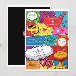 Convite Casamento Colorido com Pop de Arte do Livro Quadra