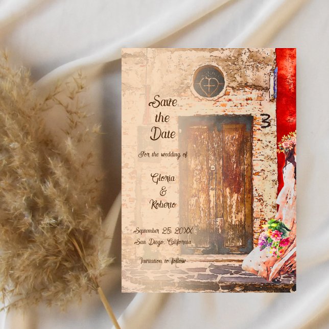 Convite Casamento Colorido da Cidade Mexicana (Criador carregado)