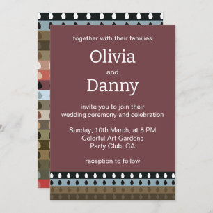 Convite Casamento Colorido de Arte Tribal Stripe
