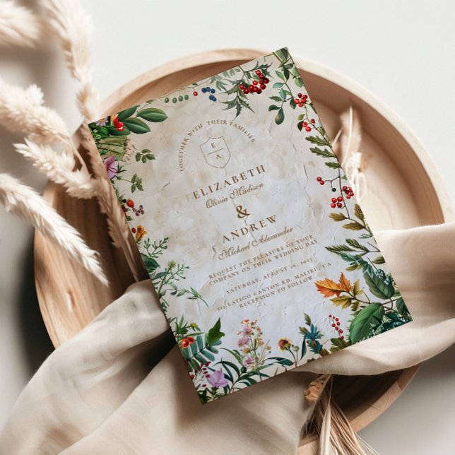 Convite Casamento Colorido De Berry Botânico (Criador carregado)