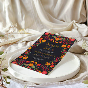 Convite Casamento Colorido de Boda Fiesta, Preto Mexicano