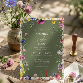 Convite Casamento Colorido de Flor Silvestre Boho Chic de 