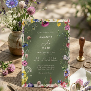 Convite Casamento Colorido de Flor Silvestre Boho Chic de