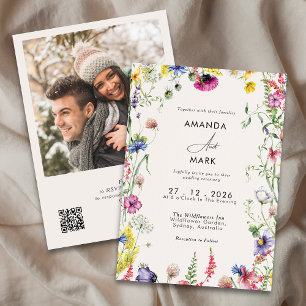 Convite Casamento Colorido de primavera Boho Chic