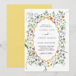 Convite Casamento Colorido de Primavera Wildflower Elegant