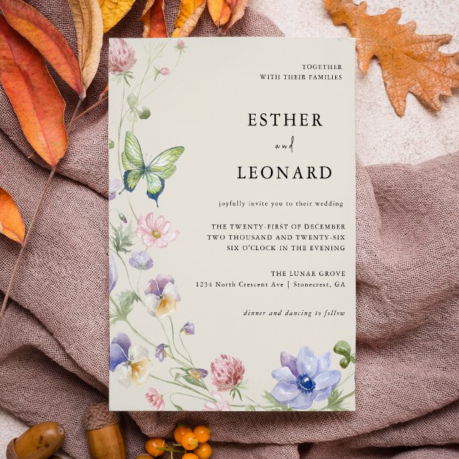 Convite Casamento Colorido de Primavera Wildflower Elegant (Criador carregado)