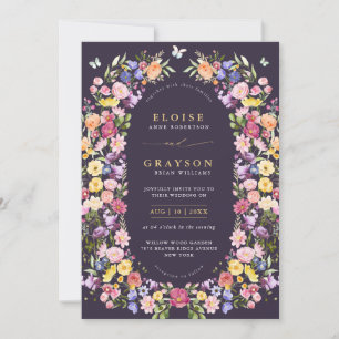 Convite Casamento Colorido de Primavera Wildflower Meadow