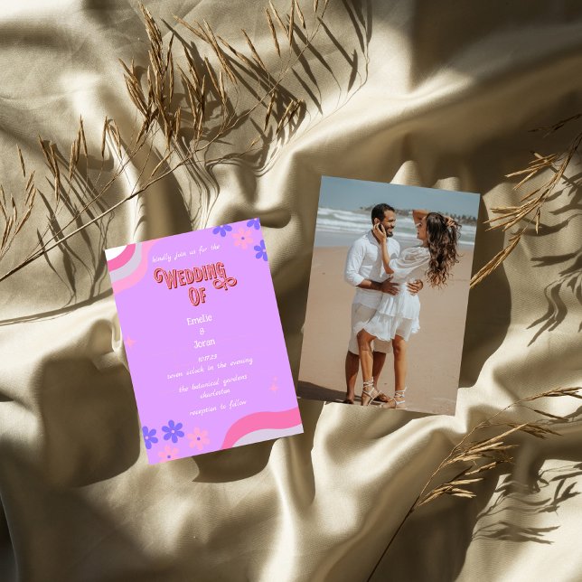 Convite casamento colorido de retro (Criador carregado)