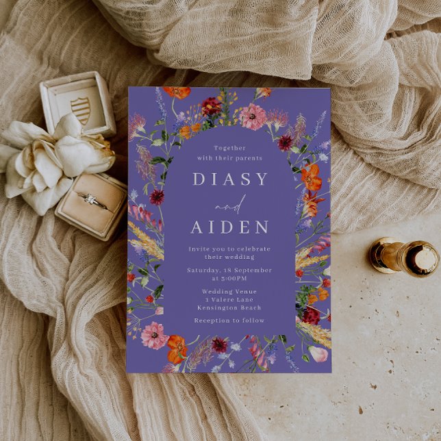 Convite Casamento Colorido de Vidraça Selvagem (Criador carregado)