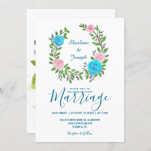 Convite Casamento Colorido de Wreath Floral