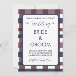 Convite Casamento Colorido de Xadrez de Buffalo Country Lu