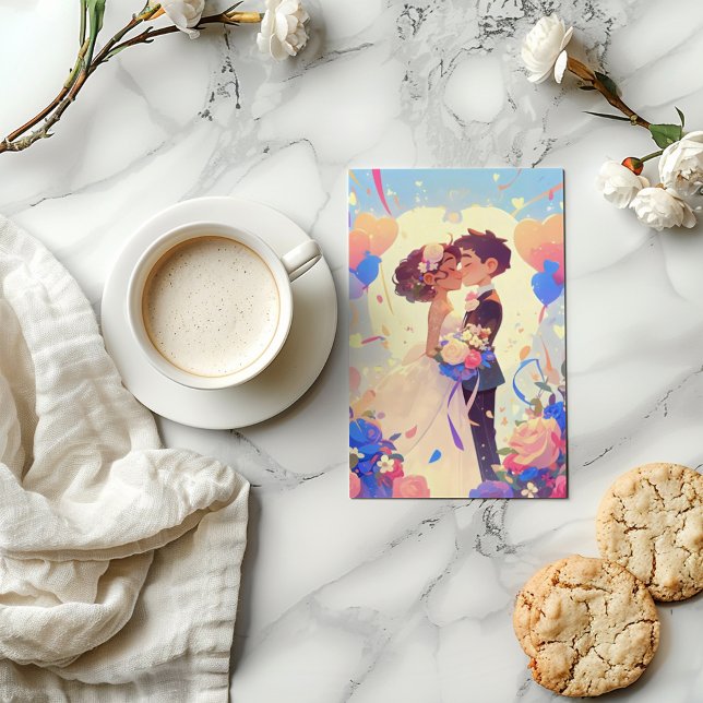 Convite Casamento Colorido do Casal Anime (Criador carregado)