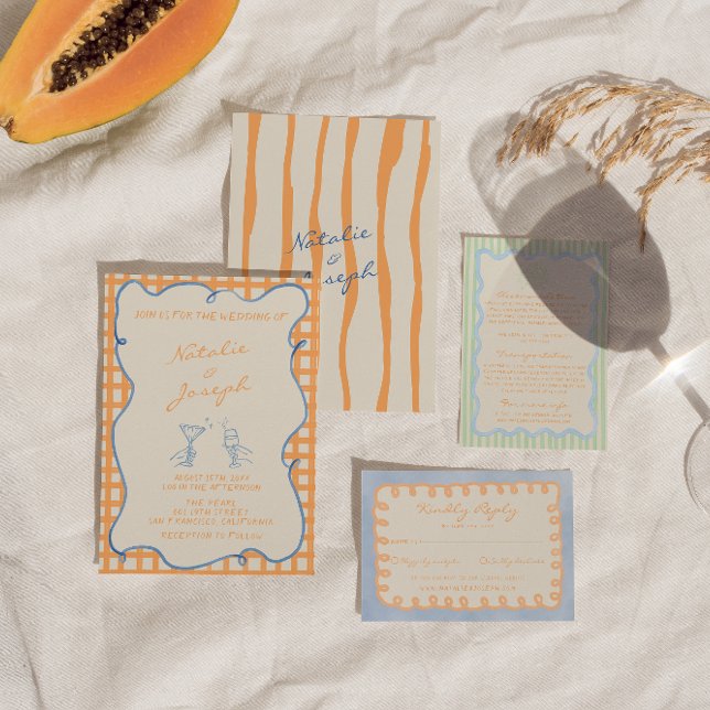 Convite Casamento Colorido Escrito Pintado À Mão (Criador carregado)