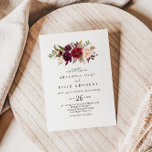 Convite Casamento Colorido Floral Casual Rustic Boho<br><div class="desc">Este convite para casais florais coloridos e rústicos é perfeito para um casamento moderno. A design apresenta coloração d'água rosa,  roxa,  vermelha e burgundy,  agrupadas em buquês elegantes com folhagem verde,  inspirando beleza natural.</div>