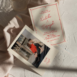 Convite Casamento Colorido Foto Moderno Vintage Escrito À 