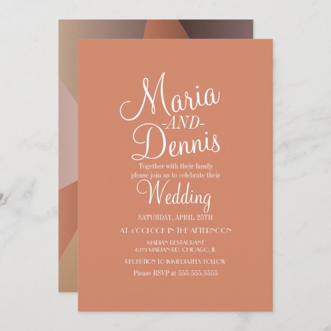 Convite Casamento Colorido Geométrico Moderno de Queda (Frente/Verso)