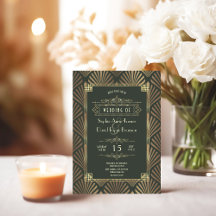 Casamento com 1920 de Deco Verde Escuro Glamoroso 