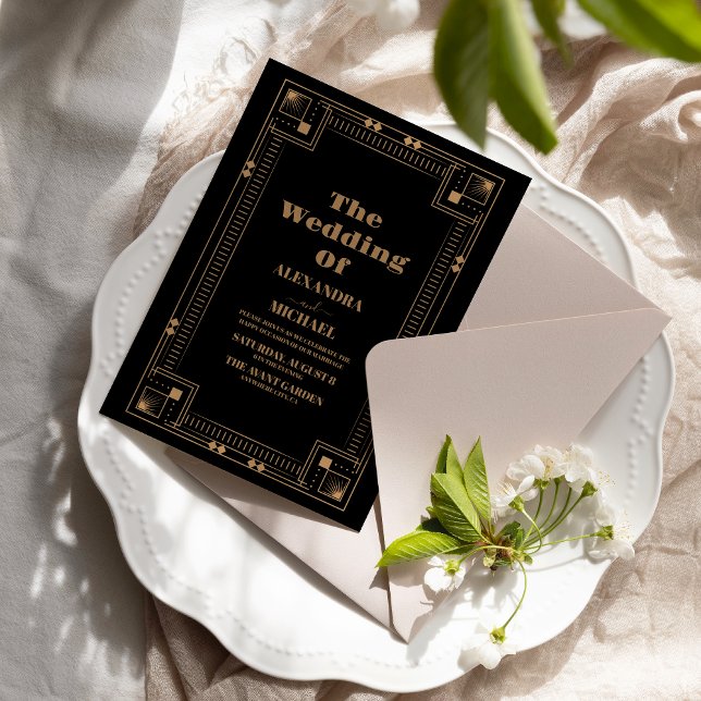 Convite Casamento com 1920 de Excelente de Arte Dourada de (Criador carregado)