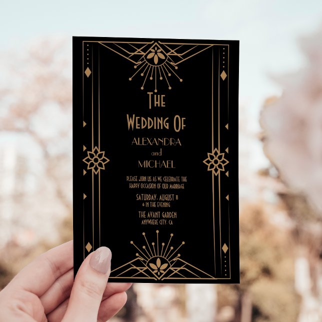 Convite Casamento com 1920 de Excelente de Arte Dourada de (Criador carregado)