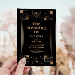 Convite Casamento com 1920 de Excelente de Arte Dourada de