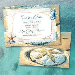 Convite Casamento com a areia do Pastel Ocean Salve a Data